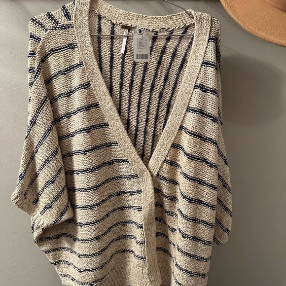 Free People Sweaters - Striped Beige and Navy Women's Sweater
